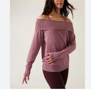 ATHLETA Plus Dark Sugarplum Heather Studio Barre Sweatshirt Top 2X